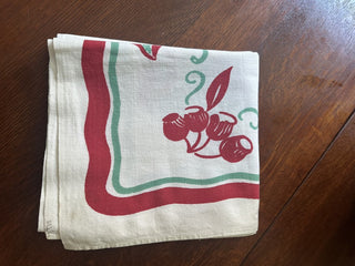 Vintage Square Cotton Tablecloth with cute Cherry Print. RSV|88095