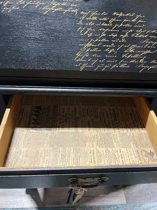 Vintage Black Secretary With Gold Accents  RSV|100195