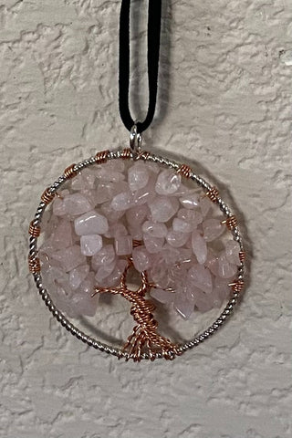 Pink Quartz Tree of Life Necklace RSV|92129