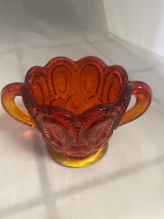 Pair L.E. Smith moon & stars Amberina sugar & creamer rcd|75249