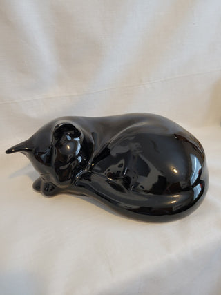 Vintage Enesco 8" Sleeping Black Cat Figurine RCD|101068