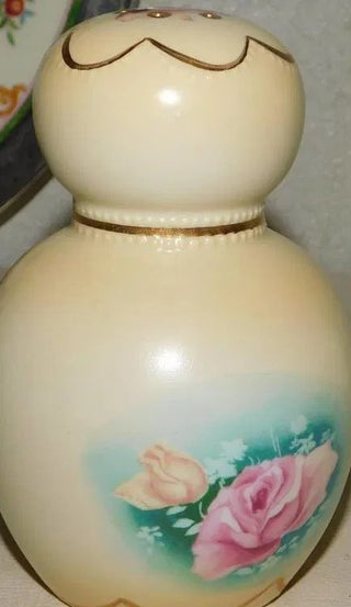FLORAL MOTIF SUGAR/TALCUM POWDER SHAKER HAND PAINTED|95171