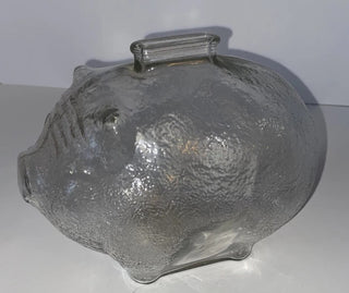 ANCHOR HOCKING TEXTURED CLEAR GLASS PIGGY BANK|97847