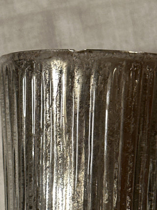 Mercury glass candle holder - stripe glass. #SM RSV|70279