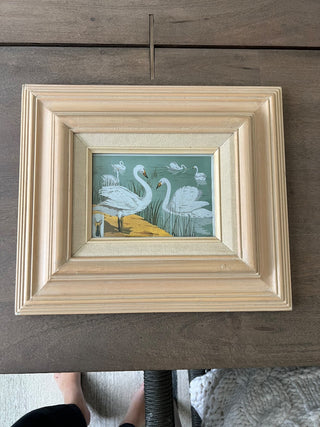Wood framed swan print|59956