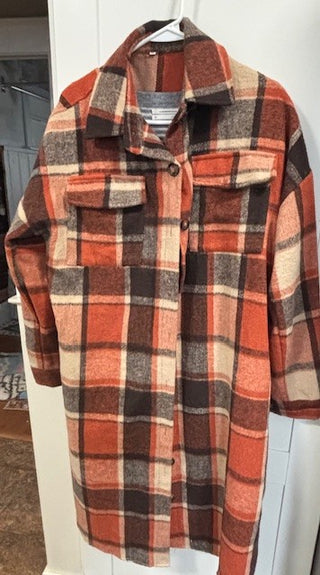 70's Influence Plaid Duster Coat Medium|49493