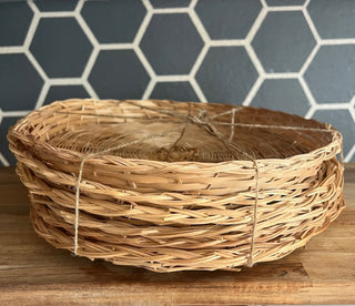 6 VTG Wicker Ratan Paper plate holders|52654