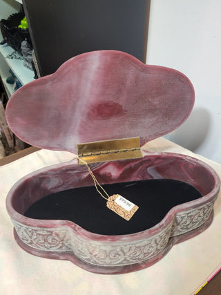 Vintage Purple Incolay Stone Hinged Jewelry Box RCD|54015