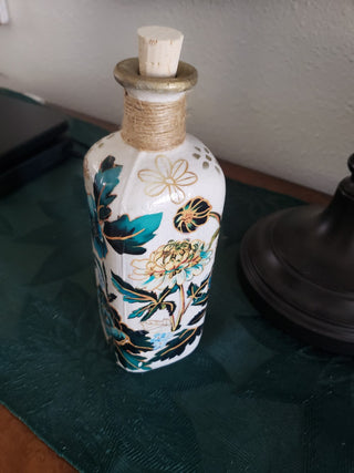 9 inch  decorated bottle with cork|98219