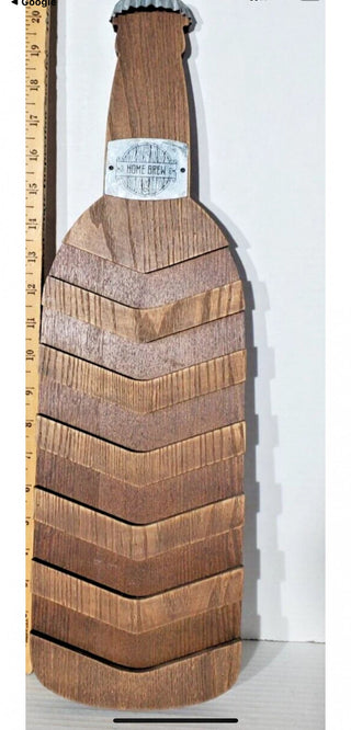 Wood Home Brew Beer Bottle Shape Cap Collector Wall Hanging Display Bar Man Cave #47 VV MTS|99179