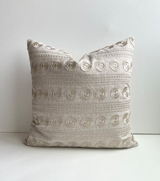 20x20 Beige embroidered pillow|62660