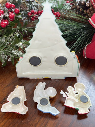 Vtg JSNY Christmas Tree and 3 Children Magnet Set RSV|128469