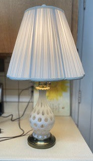 1940's Czech Bohemian White Glass Table Lamp RCD