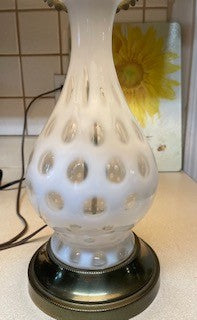 1940's Czech Bohemian White Glass Table Lamp RCD