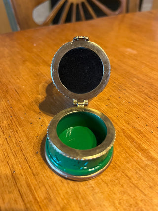 Vintage Christmas Snow Globe Hinged Trinket Box  RSV|123743