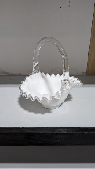 Fenton Silver Crest White Basket RSV|82037