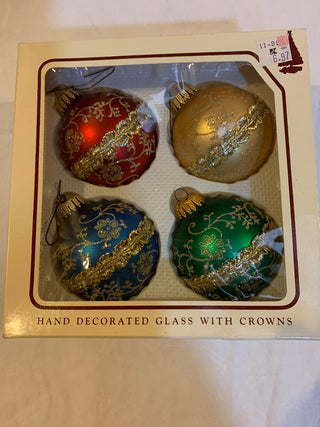 Vntg Christmas ornaments box/4 MTS|132255