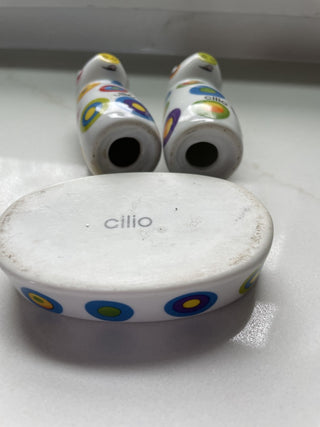 ceramic salt and pepper shakers w tray-RSV|97361