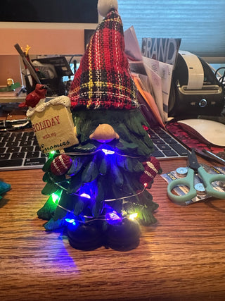 "Holiday with my Gnomies" resin figurine w/lights, 7" RCD|95926