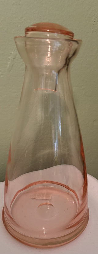 vintage pink depression handblown glass and a spherical stopper rsv