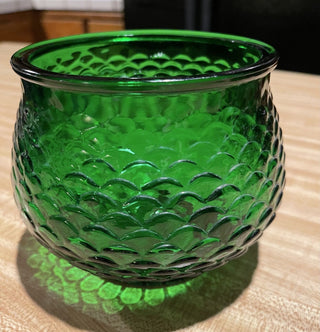 5.5" Vtg EO Brody Fish Scale Green Glass Vase--SP MTS