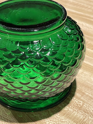 5.5" Vtg EO Brody Fish Scale Green Glass Vase--SP MTS