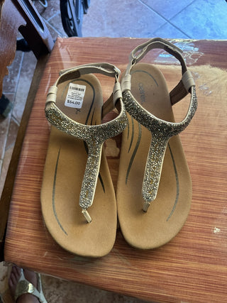 Aetrex 8.5 Womens Sandal Orthotic Crystal Covered Slingback White #62 VV MTS|96928