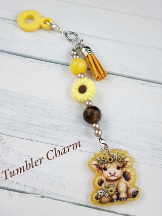 Tumbler Charm: Highland Cow with Sunflowers|62345