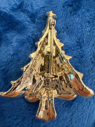 Vtg Gerry's signed Christmas Holiday Tree w Red & Green Gold Tone brooch|139059