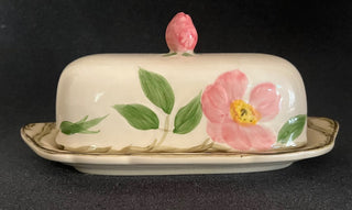 PRICE REDUCTION!  PREVIOUSLY $45 - VINTAGE FRANCISCAN DESERT ROSE BUTTER DISH USA EXCELLENT CONDITION NO CRACKS OR CHIPS (KJS) RJD|73735