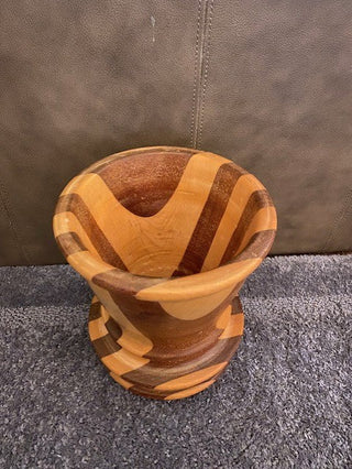Multicolored wood vase