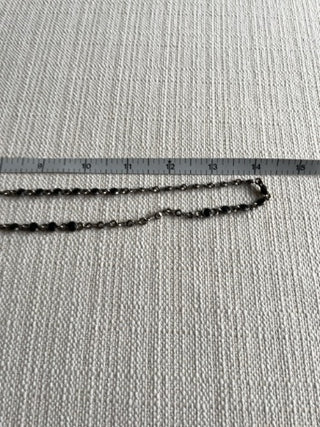 Vintage black and Silvertone  chain necklace 14”