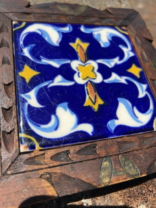 JP Mexican Talavera Tile and Wood Trivet