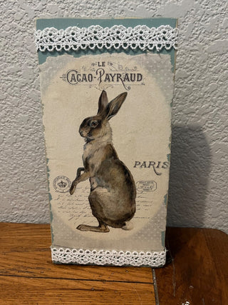 Decoupage Rabbit On Wood Plaque RCD