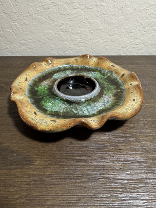 Crackle Glass Studio Pottery Tealight Holder|77419