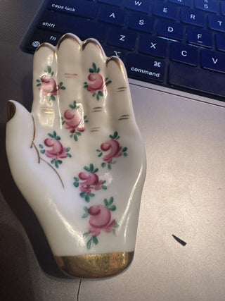 Vintage Floral Ceramic Hand Ring painted #62 VV MTS