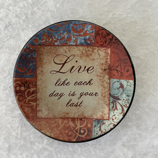 small decorative ceramic dish, Live wisdom RSV