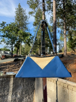 12F Tatyana Blue and Glitter Patent Pinup Purse MTS