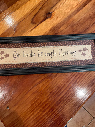 Framed Embroidered "Give Thanks..." ~MTS|102432