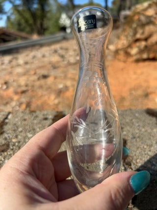 Toscany Crystal Vase Floral Etchings Hand Blown