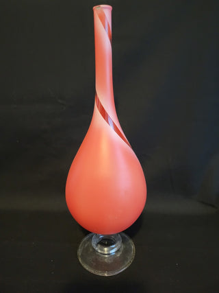 American Euro 11-1/4" Opaque Dark Pink Swirl Art Glass Vase RCD|135802