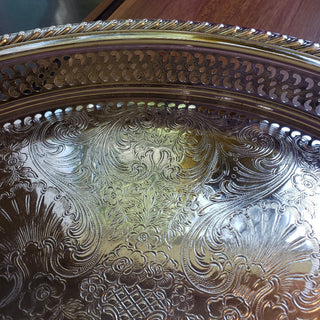 Vtg WM Rogers "Spring Flower" 15" Reticulated Serving Tray|100720