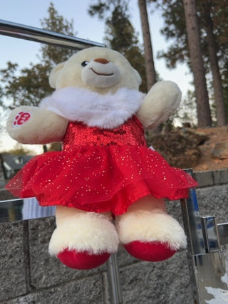 Build-A-Bear Workshop 2019 11in Cream Bear Holiday Dress