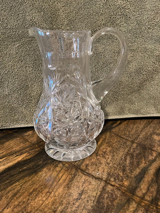 Heavy Cut Crystal Starburst and Crosshatch Design Water Pitcher RSV|123152