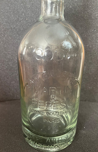 VINTAGE SELTZER BOTTLE WITH METAL TOP