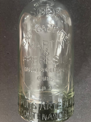 VINTAGE SELTZER BOTTLE WITH METAL TOP