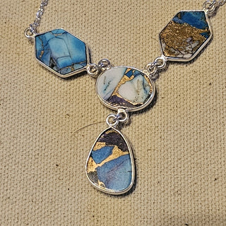 .925 ice blue dahlia lariat  18 in necklace|90141