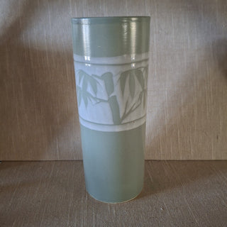 Vtg Green Celadon Glazed Ceramic Vase|74307