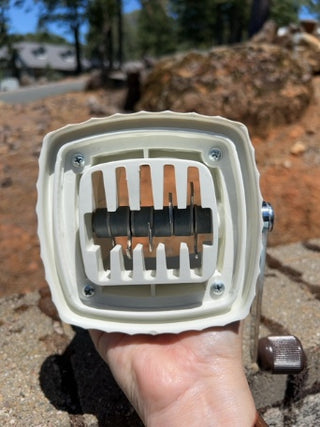 JP Vintage Swing-A-Way Original 1950's Ice Crusher Counter Top Version in White Plastic and Chrome Metal
