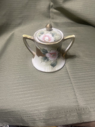 Hand painted sugar dish with lid rsv
